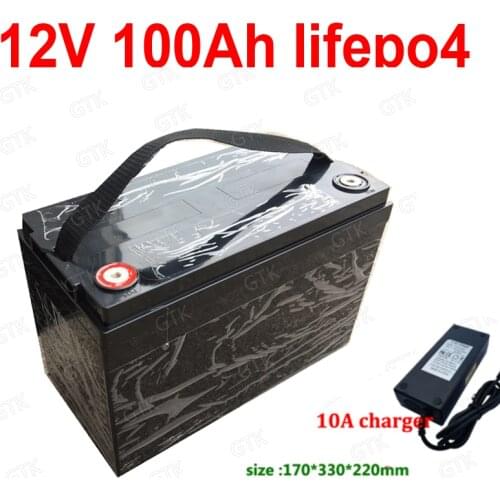 12V 100AH Lifepo4 batterie waterproof With BMS for Golf Carts campers power supply EV Solar Storage motorhomes + 10A charger