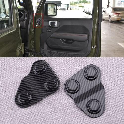 2Pcs Car Carbon Fiber Texture ABS Door Screw Protector Cover Trim Fit for Jeep Wrangler JL JLU JT 2018 2019 2020 2021