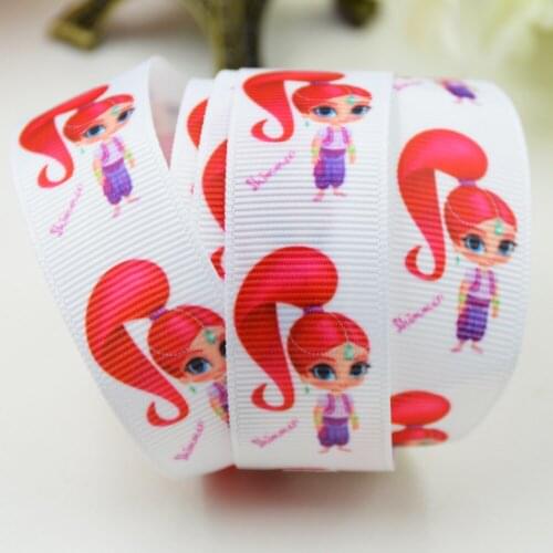 22mm 25mm 38mm 75mm Ruban satin Shimmer and Shine Cartoon Character printed Grosgrain Ribbon party decoration X-01527 10 Yards