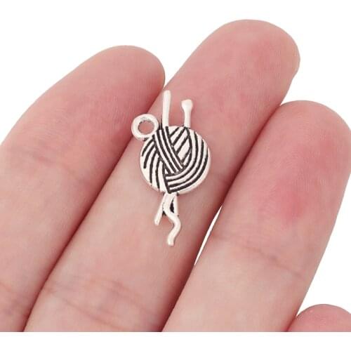 30 x Tibetan Silver Knttiing Yarn Ball Wool Needles Charms Pendants Beads for DIY Jewelry Making Findings 25x11mm