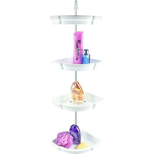 4-Shelf Lux Bathroom Corner Shelf - Shampoo, Conditoner, Soap Dispenser Storage Shelves - Bathroom Shower Rack 4 Tier
