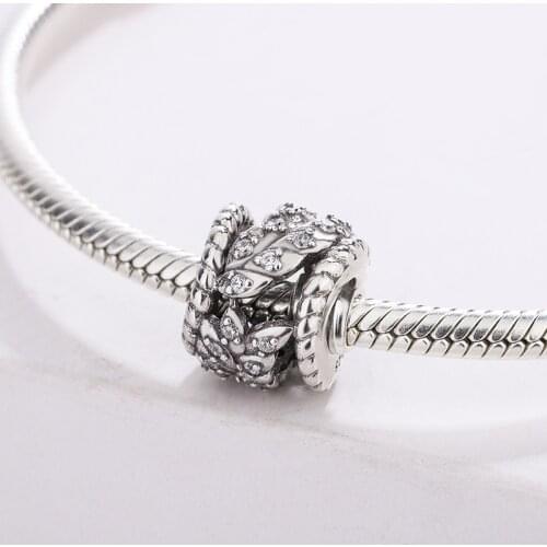 925 Sterling Silver CZ Transparent Zircon Beaded Snake Bone Pendant Charm Bracelet Fashion Jewelry DIY Making For Pandora