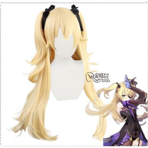 Anime Game Genshin Impact Cosplay Fischl Cosplay Game Genshin Impact Fischl Halloween Chongyun Blue Wig+cap