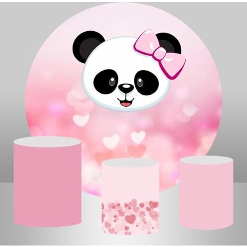 Bokeh Circle Round Backdrop Elastic Background Baby Bus Panda Baby Shower 1st Birthday Party Photo Studio Candy Table Cover