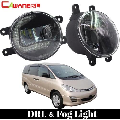 Cawanerl Car Styling LED Bulb Right + Left Fog Light DRL Daytime Running Lamp White 12V For Toyota Estima 2000-2006