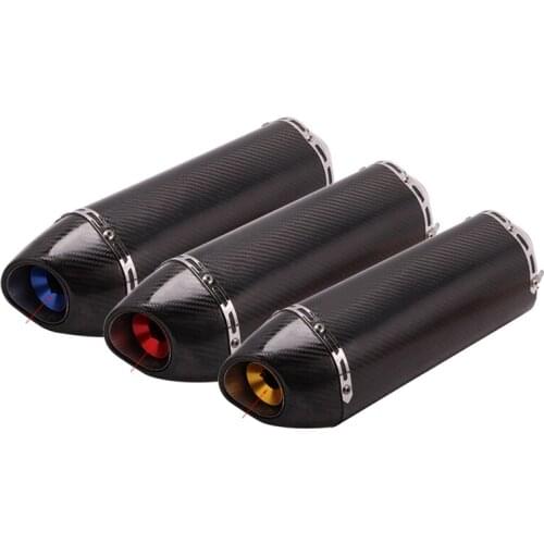Carbon Fiber Black 38-51mm Exhaust Muffler Pipe Universal Motorcycle Rear Escape with Removable DB Killer Dirt Bike Scooter Tips