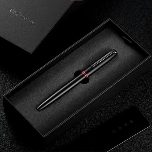 New Picasso Pimio Black Metal Fountain Pen Black EF/M/Bent Nib 0.38/0.5/1.0mm Red Ring Matte Barrel Office Business Gift Ink Pen