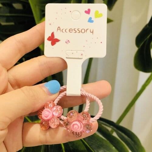 2Pcs Shiny Flowers Children Elastic Hair Bands Ponytail Holder Hair Ties Headband Scrunchie Hair Accessories for Girls