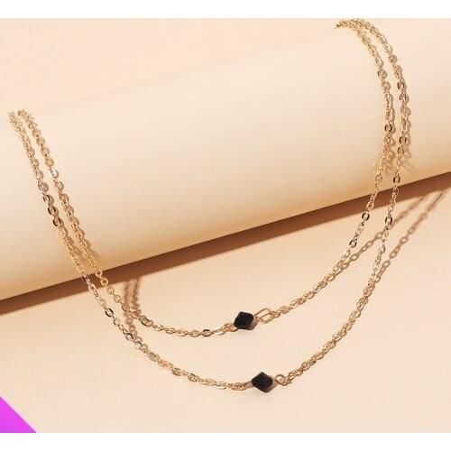 Black Crystal Pendant Double Necklace Ladies Jewelry Fashion Gift 2021 New Product