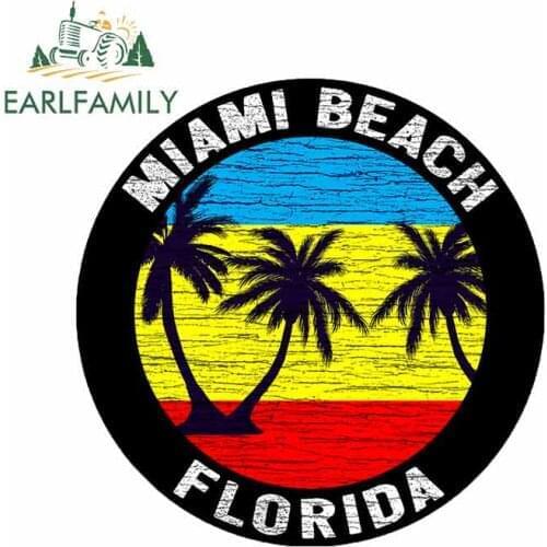 EARLFAMILY 13cm x 12.9cm for Miami Beach Florida Decal Sticker Car Decals Fashion Suitable for RV Car Accessories Motorcycle