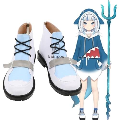 Hololive ENG Gawr Gura Shark Cosplay Shoes Women Halloween Carnival Party COS Custom-made