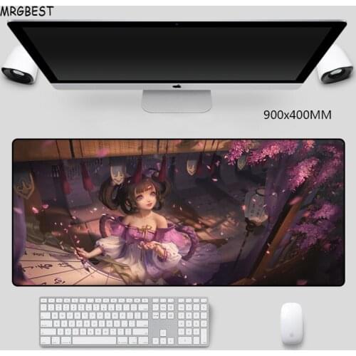 MRGBES Gaming Mouse Large Pad Anime Cute Girl Nature Anti-slip Rubber with Precision Hemming Desk Mats for Lolicon Anime Fan