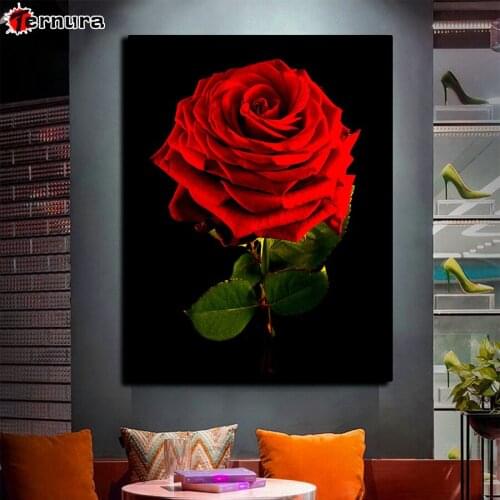 Plant pictures 5d diamond painting Red rose flower full novelty 2021 mosaic art diamond embroidery icons new decoration salon