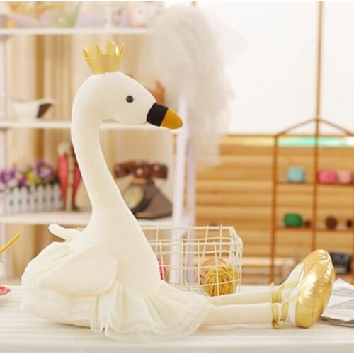 Kawaii Crown Swan Plush Toy Soft Cute Stuffed Animal Flamingo with Shoes Lovely Dolls for Kids Baby Childrens Gift
