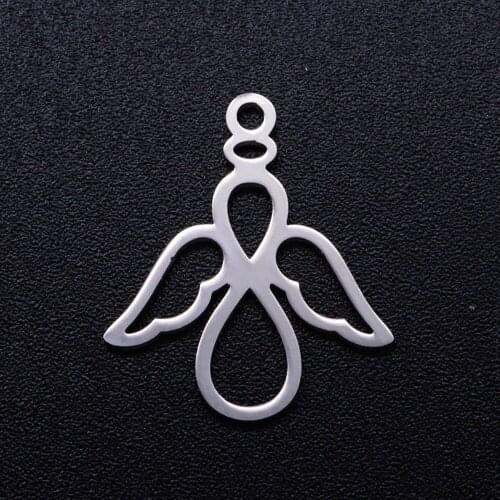 5pcs/lot Cute Angel Stainless Steel DIY Charms Wholesale DIY Pendants for Necklace Making Never Rust Factory Sale