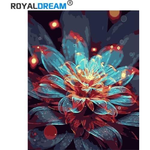 ROYALDREAM flower series DIY Painting By Numbers Kit Paint On Canvas Painting Calligraphy For Home Decor