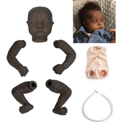 ADFO 17 Inches Levi Reborn Kit Realistic Africa America Vinyl Silicone Parts DIY Unassembled Black Skin Baby Girl Dolls Gift