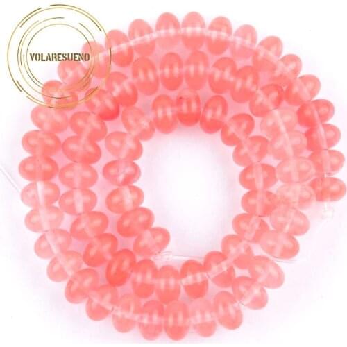 Natural Stone Pink Quartz Rutilated Rondelle Beads For Jewelry Making Needlework Round Loose Spacer Beads DIY Bracelet 4/6/8mm
