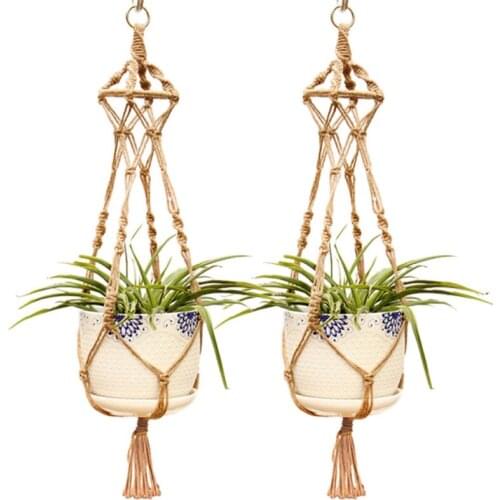 Newest Macrame Hemp Plant Hanger Flower Pot Holder Legs Hanging Rope Baskets Decor