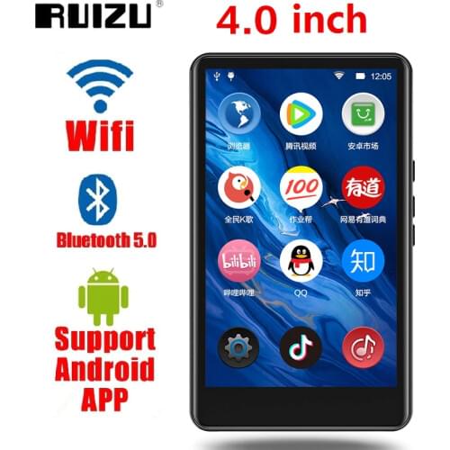 Newest RUIZU H6 Andorid Wifi Bluetooth 5.0 Full Touch Screen MP3 Player 4.0inch 8/16GB Music Player With Speaker,FM,E-book,Video