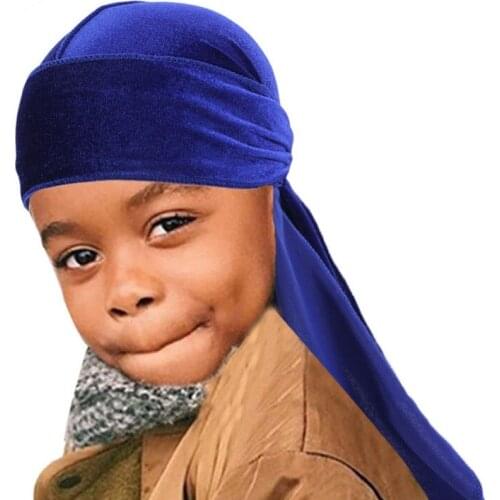 2021 New Fashion Unisex Kids Velvet Bandana Waves Cap Scarves Silk Hat