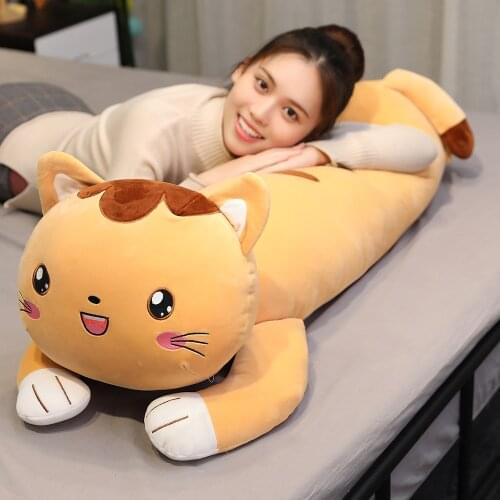 KUY New Huggable Kawaii lying cat plush soft pillow cute hamster stuffed animal toys doll for kids Girls Christmas Birthday gift