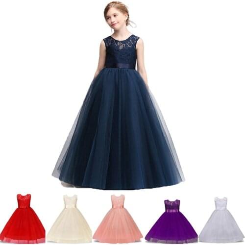 New Girl wedding party Embroidery dress little girl princess tutu kids girls bridesmaids dresses bow tie sofia boutique outfits