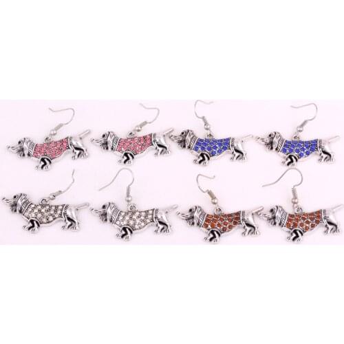 Charm Earrings For Female Cute Animal Dallas Pattern With Sparkling Crystals Dog Lover Good Gift Zinc Alloy Dropshipping