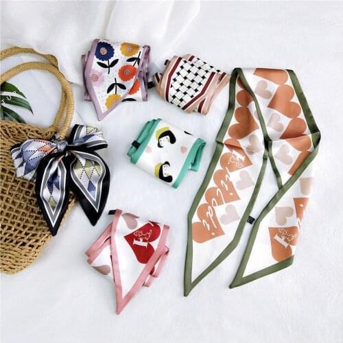 Small Kerchief Luxury Silk Satin Hair Scarf For Women Fashion Printed Bag Scarfs Female Elegant Headband Scarves For Lady SJ212