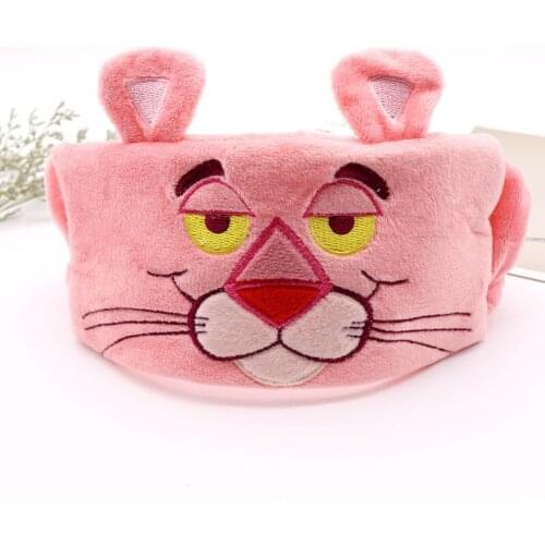 Pink Panther Headband Coral Fleece Soft Wash Face Turban Cartoon Hairband Women Girls Hair Accessories