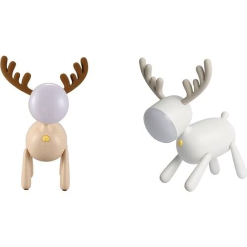 Elk Deer Rotary Night Light Tail Adjustable Timing USB Lamp Kids Bedroom Decor Desktop Decoration