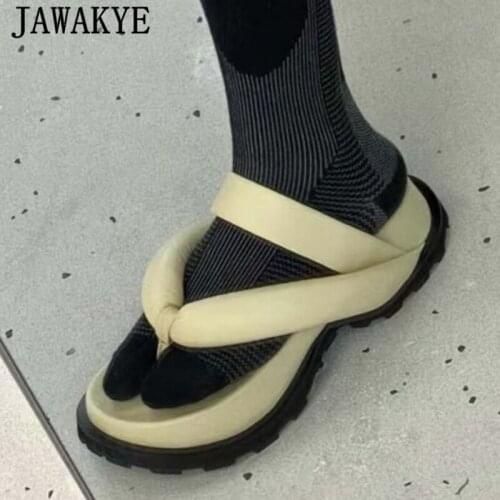 Fashion Brand Flipflop Platform Summer Slides Women Soft Real Leather Thick Sole Outdoor Casual Shoes Woman Clip-on Simple Mules