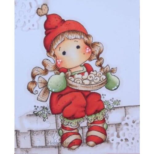 Magnolia Girl Cartoon Pattern Stamp And Metal Die Scrapbooking Alphabet Stamp Embossing Craft Making Silicone Transparent Stamps