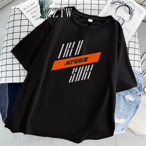 Y2k Tops K pop Schwarz Rosa Ateez T shirt Graphic T-shirt Female Kpop Casual Harajuku Grafik Kurzarm T-shirts tshirt women