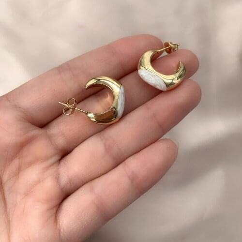 Brass CC Enemal Statement Stud Earrings Women Jewelry Gothic Punk Party Gown T Show Runway Rare Gothic Korean Japan Trendy INS