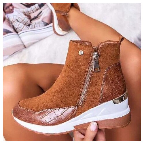2021 New Suede Women Shoes Fashion Casual Women Shoes Comfortable Zipper Sneakers Waterproof High Top Platform Women Shoes