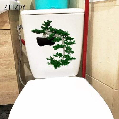 ZTTZDY 21.7×24.3CM Creative Bonsai Pine Tree Wall Stickers Accessories Personality Toilet WC Decor T6-0093