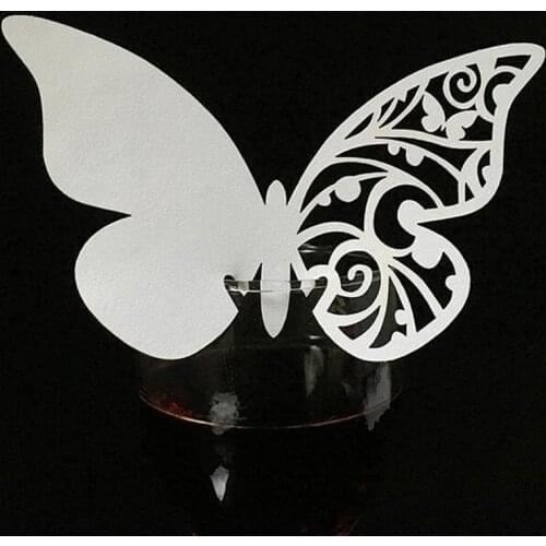 10 Colos 50pcs Laser Cut Butterfly Gift Table Mark Wine Glass Name Place Cards Wedding Birthday Baby Shower Party Favor Supplies