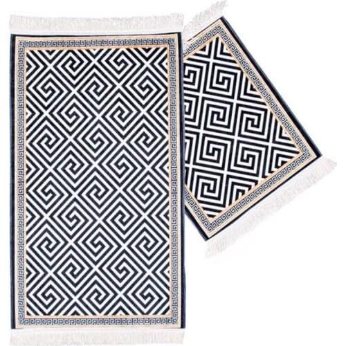 Maze Rectangle Bathroom Mat Set 2 Li Black