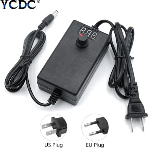 3-12V/9-24V Adjustable Power Adapter Supply With LCD Screen Voltage Regulated Switching Power Supply Adatpor US/EU For LED Strip
