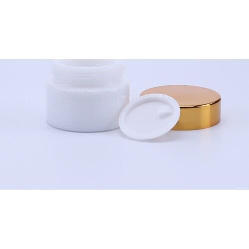 300pcs 20g white Glass Cream Jars Cosmetic Packaging with lid plastic caps & inner liners round empty small glass jars