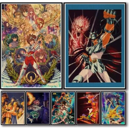 39 Designs Anime Saint Seiya Kraftpaper Poster Art Painting Funny Fancy Wall Sticker for Coffee House Bar 1