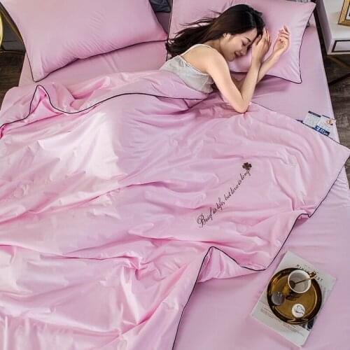 New 4PCS Set 100% Silk Bed Linens Summer Solid Bedding Summer Comforter Air Condition Quilts Duvet Washed Cotton Throw Blankets