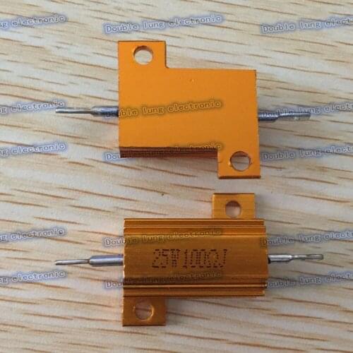 50pcs/lot 25W Golden Aluminium Resistor 100R 100 ohm Gold Aluminium Shell Resistance