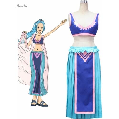Ainclu Free Shipping Blue Purple One Piece Vivi Princess of the Alabasta Kingdom Nefeltari Cosplay Costume for Halloween