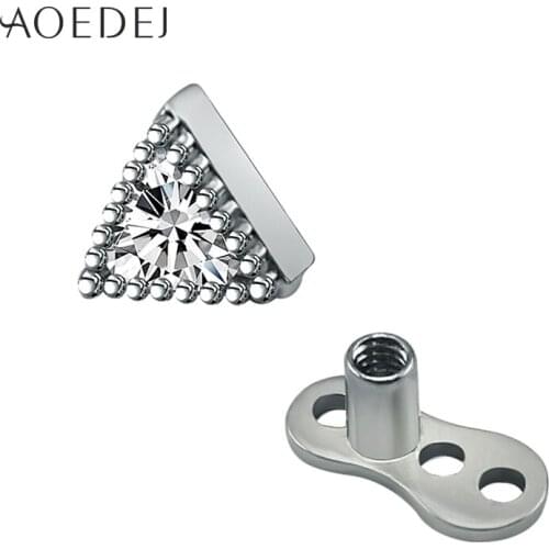 AOEDEJ Triangle Dermal Piercing Titanium Internally Threaded Dermal Anchor Top Piercing Body Jewelry Stainless Steel Skin Diver