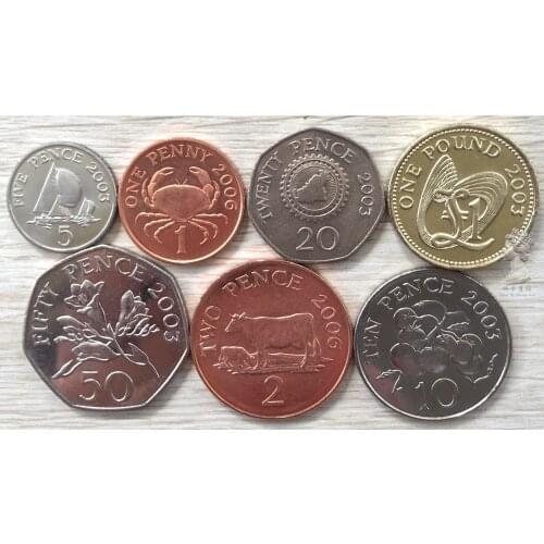 British Guernsey 2003-2006 Set of 7 Coins 100% Real Original Coins Genuine Collection Coins Unc