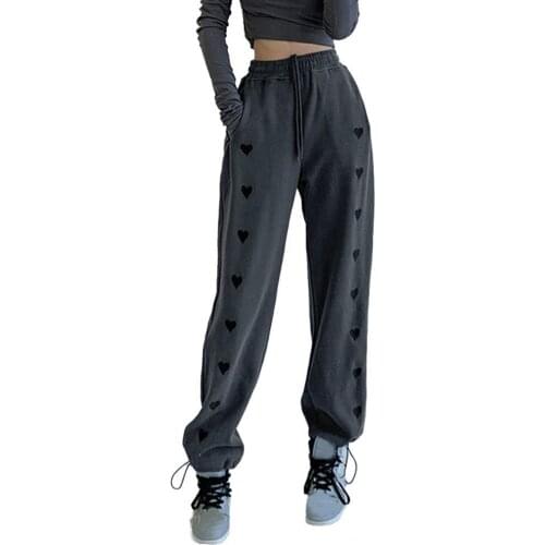 Jogging Pants Fitting Pure Color High Waist Leisure White Sweat Pants for Women streetwear pants Womens Clothing Black xxl
