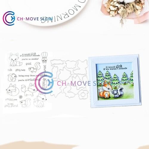 CH fox and Squirrel Metal Cutting Dies and stamps DIY Scrapbooking Card Stencil Paper Craft Handmade Album Handbook Decoration