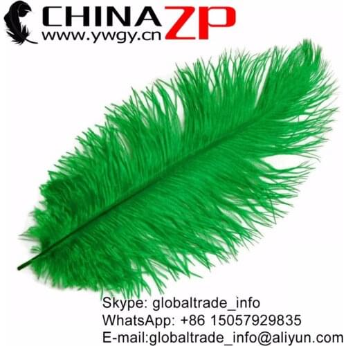 CHINAZP Factory 35-40cm(14-16inch) Length 50pcs/lot Kelly Green Dyed Ostrich Plumes Drab Feathers